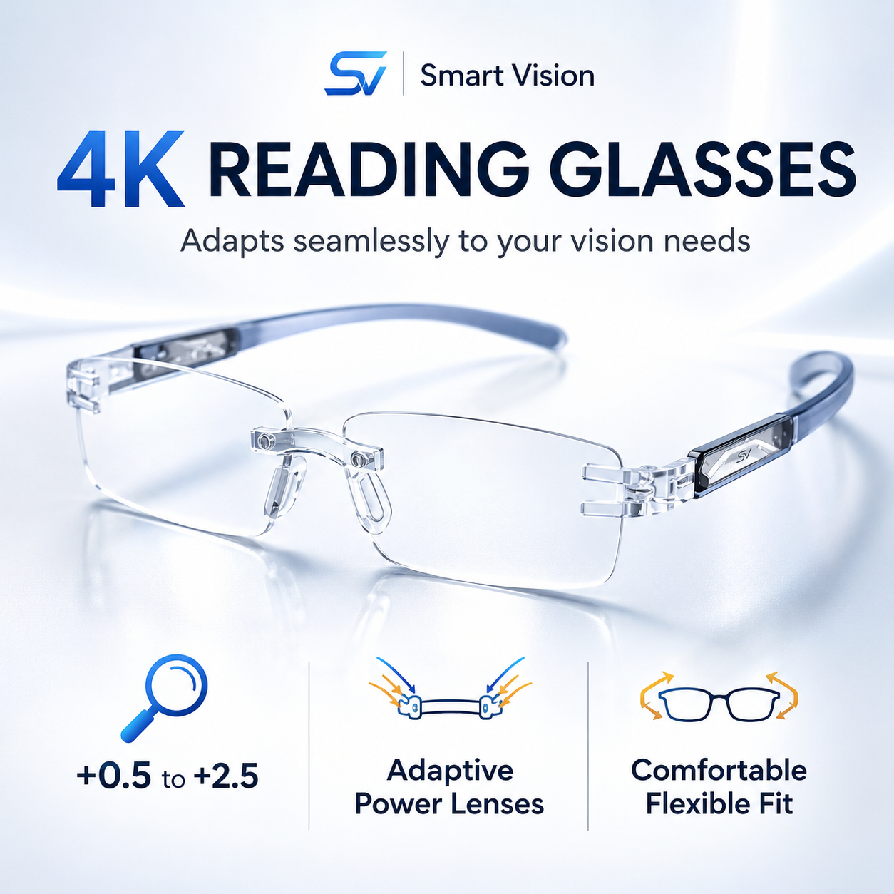 Smart Vision 4K Reading Glasses